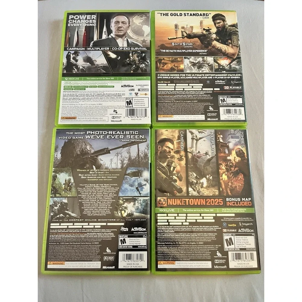Call Of Duty Xbox 360 Bundle Lot Black Ops 1/2 Modern Warfare Advanced Warfare